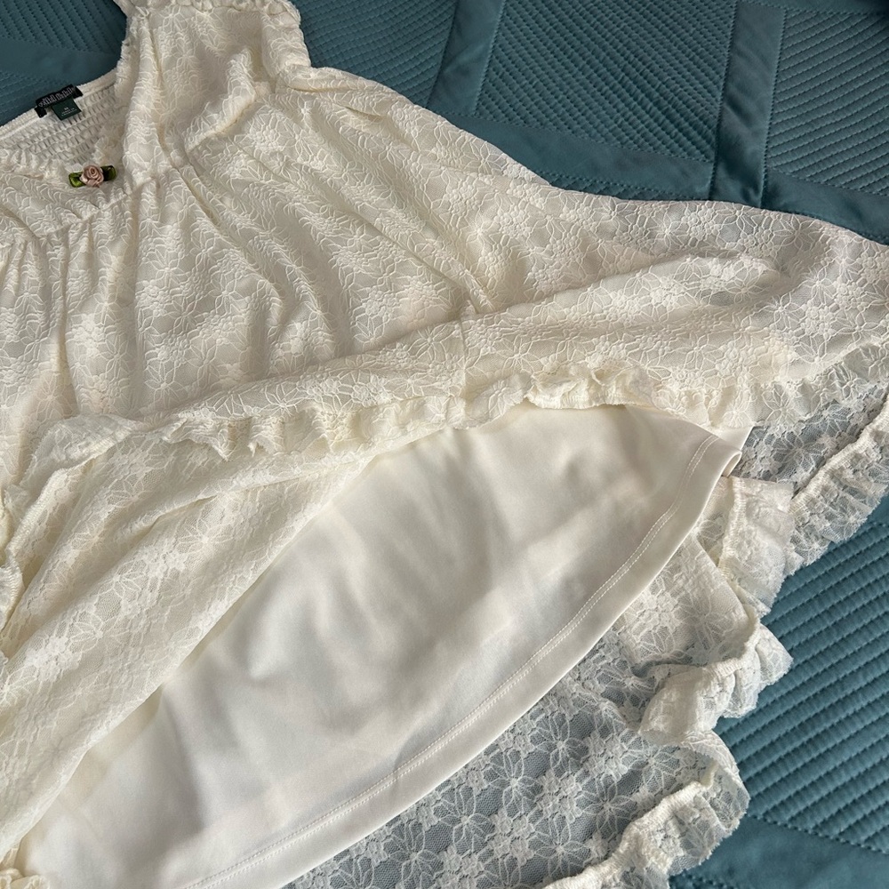 Wild Fable White Floral Lace Babydoll Mini Dress - Size Medium - Picture 4 of 5